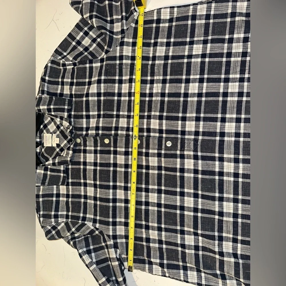 J. CREW Shirt Womens Size XL Navy White Gingham Check Plaid Pattern Boy Fit - Picture 5 of 6